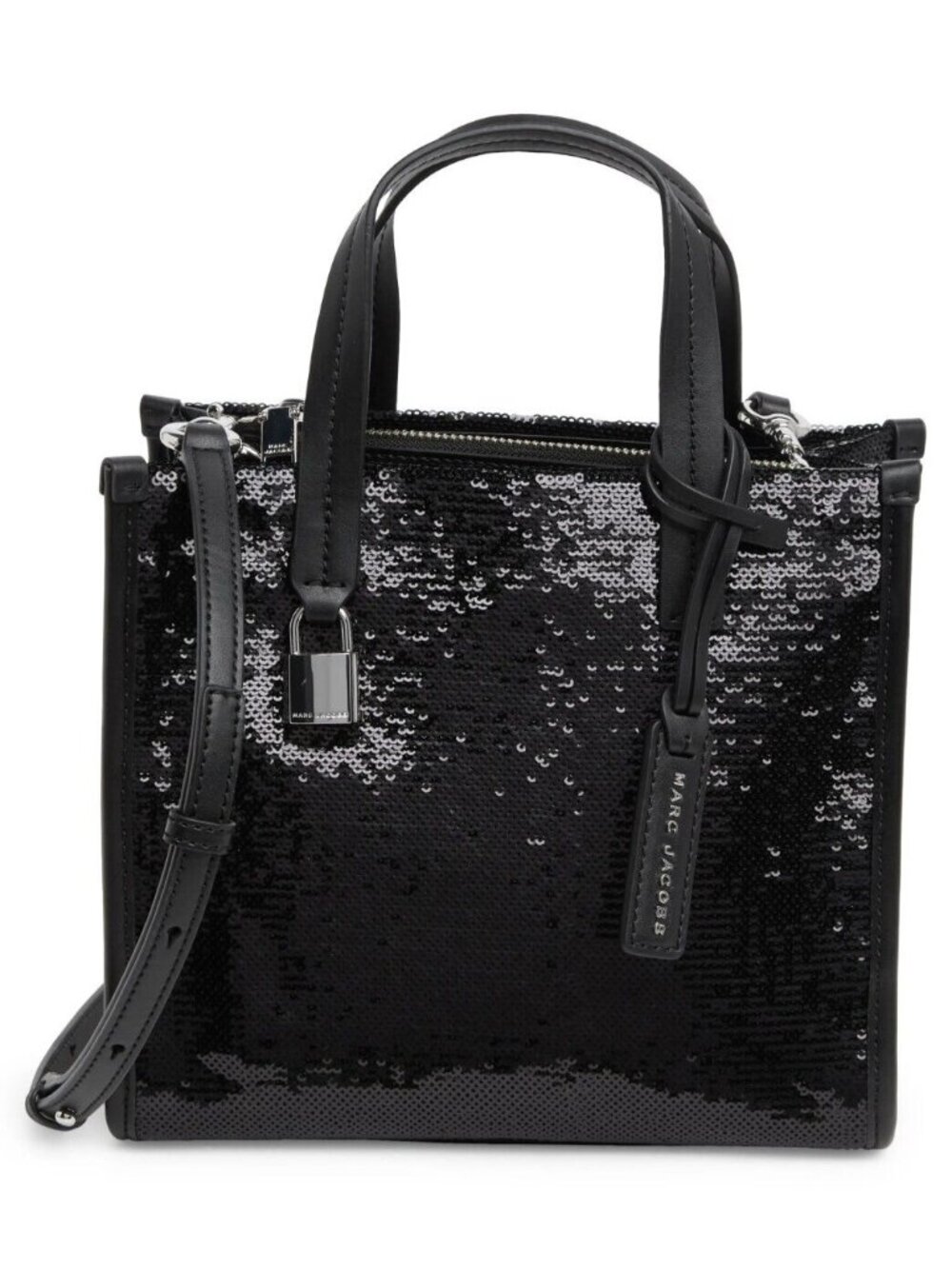 Marc Jacobs Women's Mini Grind Sequin Tote Crossbody Shoulder Bag Purse Black - Picture 2 of 7